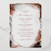 Abstrakte Wasserfarbrost Hochzeit im Herbst Echtsi Folieneinladung (Vorderseite)