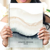 Abstrakte WasserfarbWaves 2025 Individuelle Name Planer