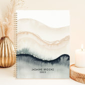 Abstrakte WasserfarbWaves 2025 Individuelle Name Planer