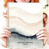 Abstrakte WasserfarbWaves 2025 Individuelle Name Planer