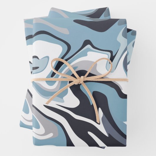 Abstrakte Wasserkunst mit schwindelerregenden Blau Geschenkpapier Set (Beispiel)