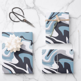 Abstrakte Wasserkunst mit schwindelerregenden Blau Geschenkpapier Set