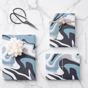 Abstrakte Wasserkunst mit schwindelerregenden Blau Geschenkpapier Set