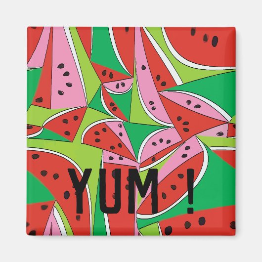 Abstrakte Wassermelonen-Scheiben, YUM!, Persönlich Magnet (Vorne)
