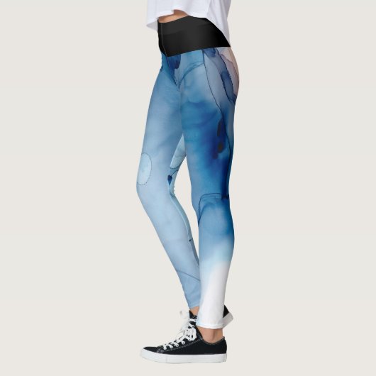 *~* abstrakte Watercolor-Blau-Blasen Leggings (Links)