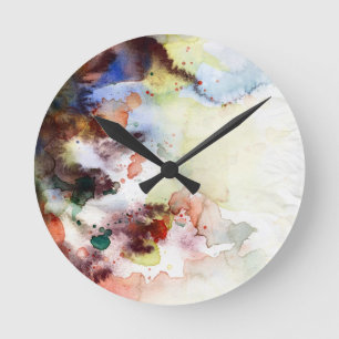 Abstrakte Watercolor Grungebeschaffenheit mit Runde Wanduhr