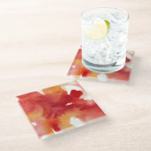 Abstrakte Watercolormalereien Glasuntersetzer (Schrägansicht)