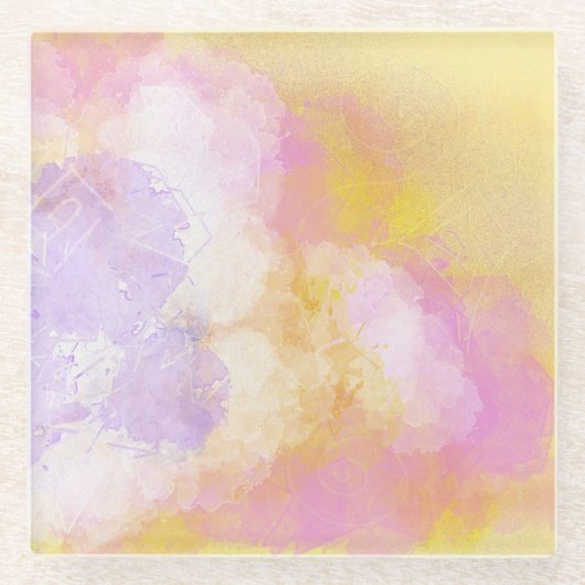 Abstrakte Watercolors - orange Hintergrund Glasuntersetzer (Vorderseite)