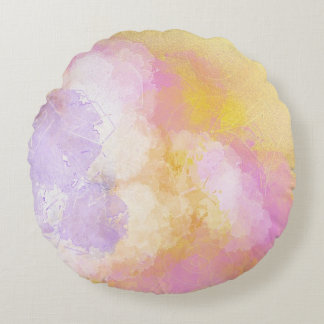 Abstrakte Watercolors - orange Hintergrund Rundes Kissen
