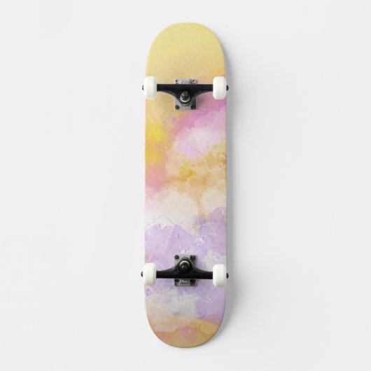 Abstrakte Watercolors - orange Hintergrund Skateboard (Vorderseite)