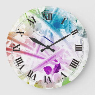 Abstrakte Waterfarbe Blumenwall-Uhr Große Wanduhr