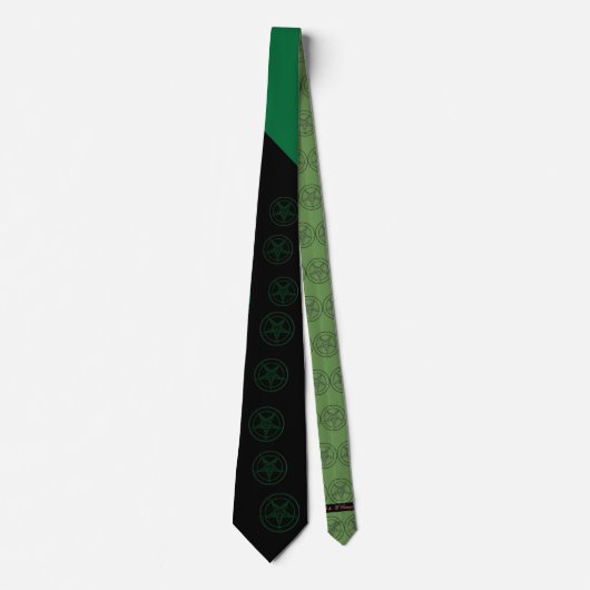 Abstrakte Wave Baphomet Neck Tie {Green} Krawatte (Vorderseite)
