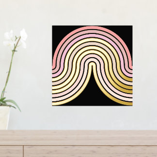 Abstrakte Wave Lines Blush Pink Art Muster Gold Foliendrucke