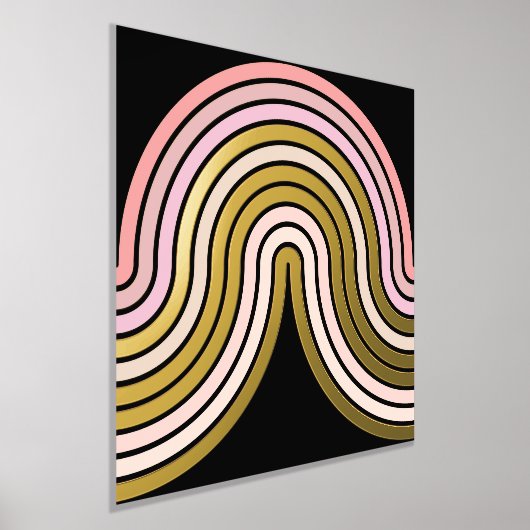 Abstrakte Wave Lines  Blush Pink Art Muster Gold Foliendrucke (Ablage )