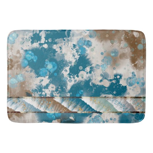 Abstrakte Wave Swirl-Grenze Badematte (Vorderseite)