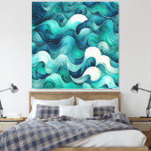 Abstrakte Wave Wall Art Large Canvas Print Leinwanddruck (Insitu (Schlafzimmer))