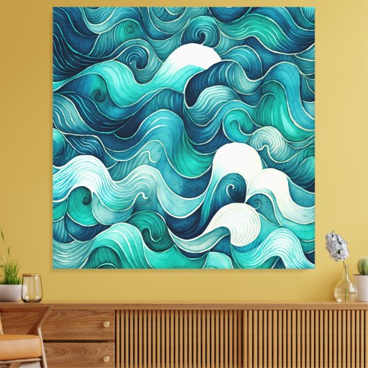 Abstrakte Wave Wall Art Large Canvas Print Leinwanddruck (Insitu (Wohnzimmer))