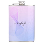 Abstrakte Wavelines Rosa Blauer Kolben Flachmann (Vorderseite)