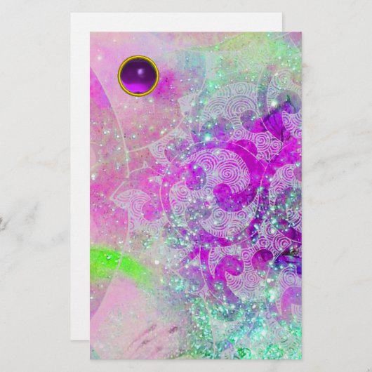 ABSTRAKTE WAVES Aquamarin blau, rosa Lila Edelstei Briefpapier (Vorne/Hinten)