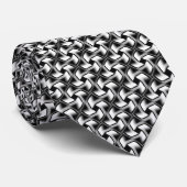 Abstrakte Waves Black & White Fashion Nacken Tie Krawatte (Gerollt)