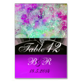 ABSTRAKTE WAVES Blau, Lila rosa Hochzeitsmonogramm Tischnummer (Rückseite)