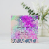 ABSTRAKTE WAVES Blue, Lila Pink Wedding Party Einladung (Stehend Vorderseite)