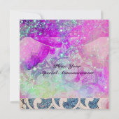 ABSTRAKTE WAVES Blue, Lila Pink Wedding Party Einladung (Rückseite)