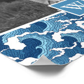 Abstrakte Waves | Foto mit Monogramm | Monogramm Poster (Ecke)