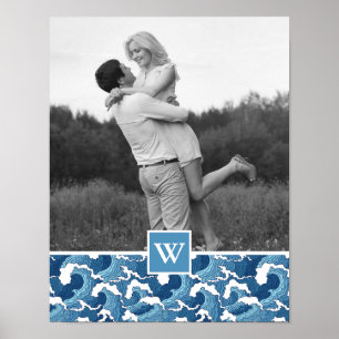 Abstrakte Waves Foto mit Monogramm Monogramm Poster