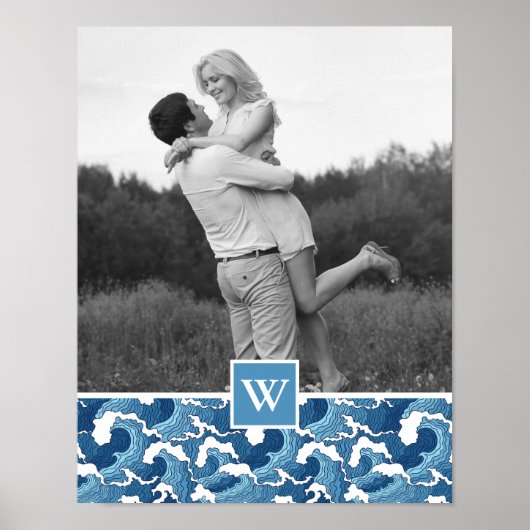 Abstrakte Waves | Foto mit Monogramm | Monogramm Poster (Vorne)