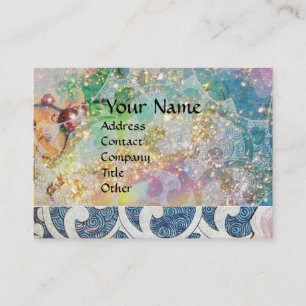 ABSTRAKTE WAVES Helle Aquamarin Blue Gold Floral W Visitenkarte