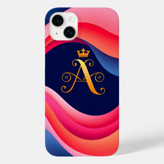 Abstrakte Waves mit stilvollem Golden Initial Case-Mate iPhone Hülle (Rückseite)