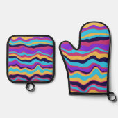 Abstrakte Waves Ofenhandschuh & Topflappen-Set (Vorderseite)