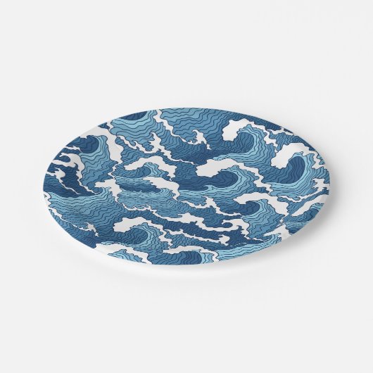 Abstrakte Waves Pappteller (Schrägansicht)