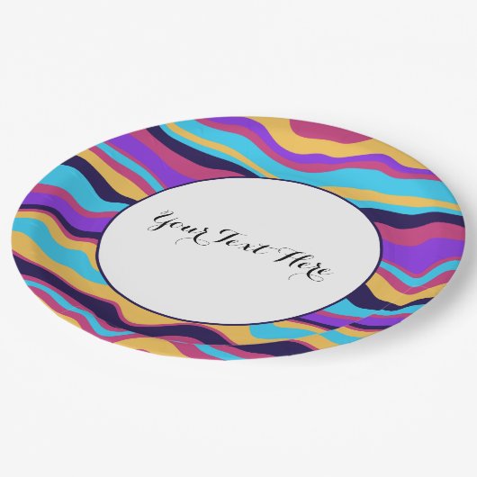 Abstrakte Waves Pappteller (Schrägansicht)