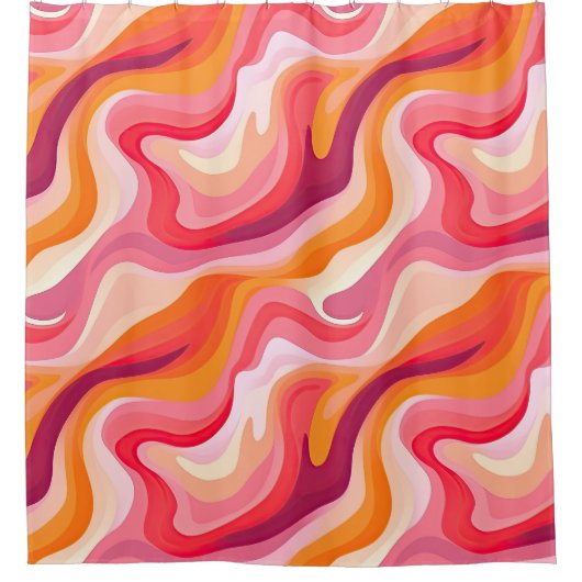 Abstrakte Waves Retro Muster rosa Duschvorhang (Vorderseite)