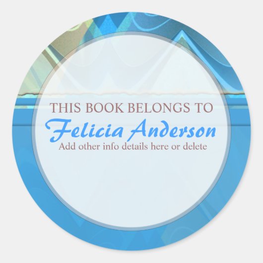 Abstrakte Waves : Runde künstlerische Buchzeichen Runder Aufkleber (Vorderseite)