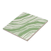 Abstrakte Wavy Lines Sage Green White Fliese (Seite)