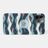 Abstrakte Wavy-Linien mit Schneeflockenpunkten Case-Mate iPhone Hülle (Rückseite (Horizontal))