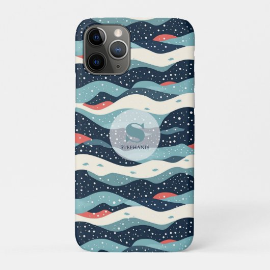 Abstrakte Wavy-Linien mit Schneeflockenpunkten Case-Mate iPhone Hülle (Rückseite)