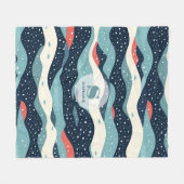 Abstrakte Wavy-Linien mit Schneeflockenpunkten Fleecedecke (Vorderseite (Horizontal))