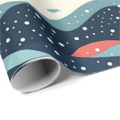 Abstrakte Wavy-Linien mit Schneeflockenpunkten Geschenkpapier (Rolleneckpunkt)