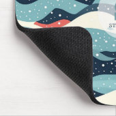 Abstrakte Wavy-Linien mit Schneeflockenpunkten Mousepad (Ecke)