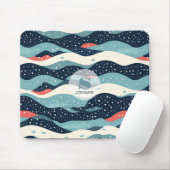 Abstrakte Wavy-Linien mit Schneeflockenpunkten Mousepad (Mit Mouse)