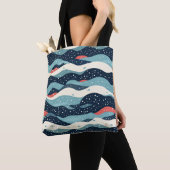 Abstrakte Wavy-Linien mit Schneeflockenpunkten Tasche (Von Nahem)
