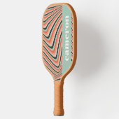 Abstrakte Wavy Stripes Aqua und Peach Personalisie Pickleball Schläger (Links)