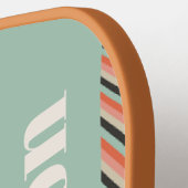 Abstrakte Wavy Stripes Aqua und Peach Personalisie Pickleball Schläger (Linke Seite)