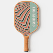 Abstrakte Wavy Stripes Aqua und Peach Personalisie Pickleball Schläger (Rückseite)