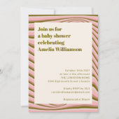 Abstrakte Wavy Stripes Rosa und Olive Baby Dusche Einladung (Vorderseite)