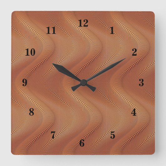 Abstrakte Wavy Striping Musterlinien 03 Quadratische Wanduhr (Vorderseite)